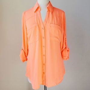 Portofino Blouse by Express in Electric Coral